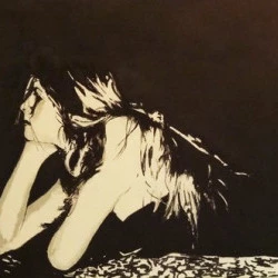 Alice et Le lapin Blanc 50x150cm - Acrylique vernis sur toile - 800€ 