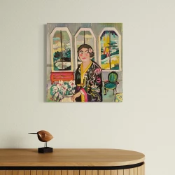 Nazanin et le lion 100 x 100 cm