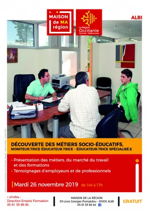 Affiche DÉCOUVERTE DES MÉTIERS SOCIO-ÉDUCATIFS, MONITEUR.TRICE ÉDUCATEUR.TRICE – ÉDUCATEUR.TRICE SPÉCIALISÉ.E