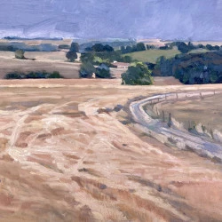 Les chaumes à Pinazel - Huile 30 x 30 cm