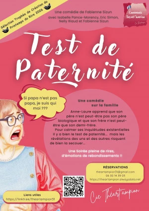 Affiche Comédie "TEST DE PATERNITE" au Centre Culturel des Minimes à Toulouse