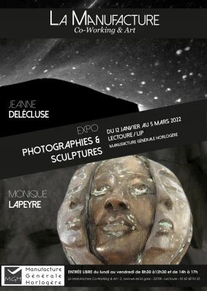 Affiche Expo photo Jeanne Delécluse et sculptures Monique Lapeyre