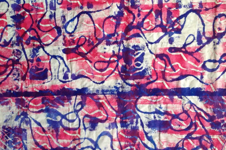 Rouleaugraphie 2017, acrylique au rouleau sur toile, 142 x216 cm