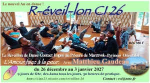 Affiche R-éveil-lon CI 26 ! - Le Réveillon de Danse Contact Improvisation. 
