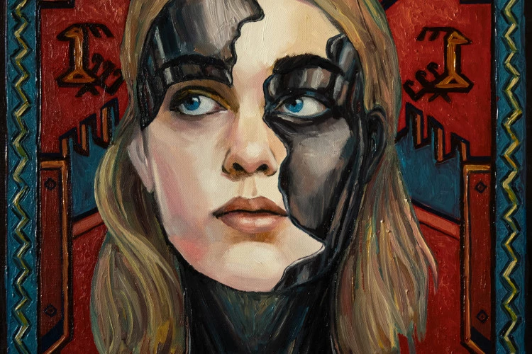 Fille d'Anatolie : Métamorphose - Projet "Humanoids", 2025, Huile sur toile, 38x46cm - Oktay Kočan 