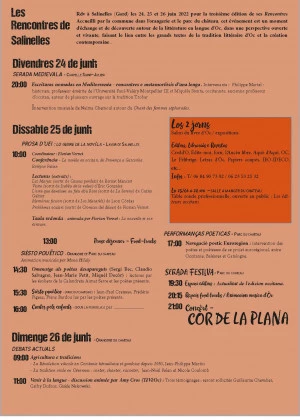 Affiche Les Rencontres de Salinelles, Littératures et Créations d'Oc actuelles