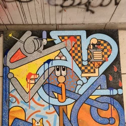 Baci - Acrylic, bombe aerosol sur toile, 90 x 90cm, 2025 - Smole 