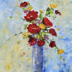 Équilibre - Peinture réalisée à l'huile et au couteau sur un châssis entoilé au format 80/60 cm - R Devarrewaere 