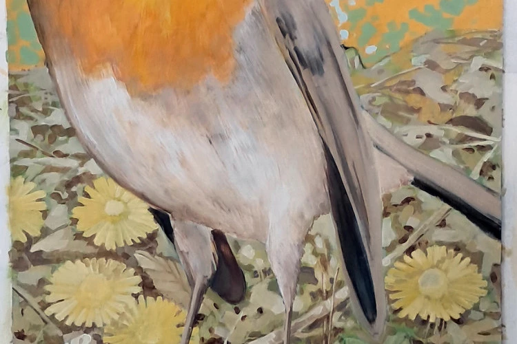 Orange-gorge aux fleures - Huile sur toile, 200x 80cm - jeromemontens 