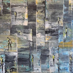 FROM BLACK TO BLUE - acrylique et sable sur toile, 80/80 cms, 2021, FROM BLACK TO BLUE - JHSAVOLDELLI 