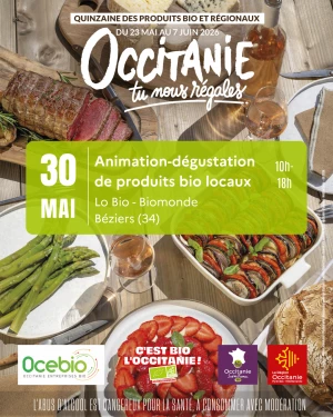 Affiche Quinzaine des produits bio et régionaux : Animation-dégustation à Lo Bio Béziers