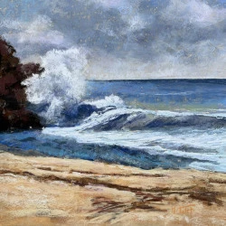 Serénité en bleu - 40x40 - 40x40 - Pastel sur papier - Martine Tulet 