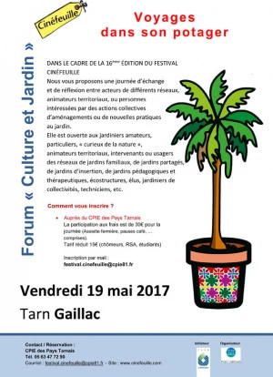 Affiche Festival Cinéfeuille, Journée Forum "Voyages dans son potager"