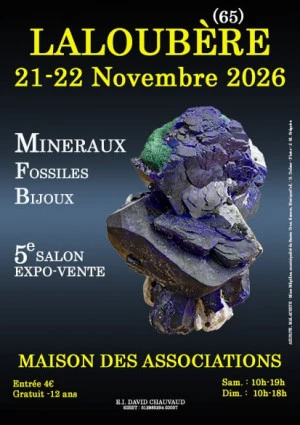 Affiche 5e SALON MINERAUX FOSSILES BIJOUX de LALOUBERE (Hautes-Pyrénées)