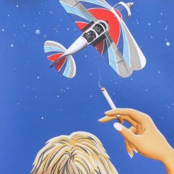 Papillon de nuit - Collage en cansons de couleurs - format 60 x 40