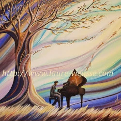 La Mélodie Bleue - acrylique sur toile, 93x72 cm, 2019, Laure Vieusse, oeuvre unique signée