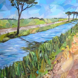 Pin-parasol - collage de prospectus sur toile