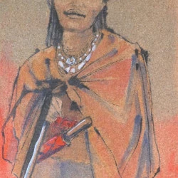 Djibo - Encres sur liège, 90 x 60 cm - Sylvie Seigneuret 