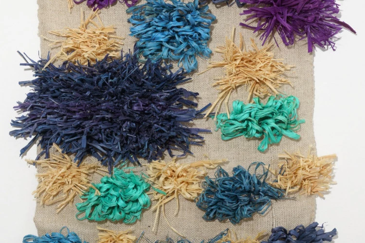 Fond marin - Art textile - Tissage lin raphia - Pierre Alventosa 