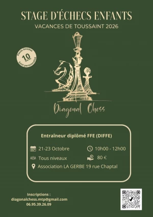 Affiche Stage d'échecs enfants (6-12 ans) - Vacances de Toussaint