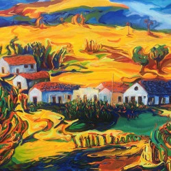 La maison des maîtres - huile sur toile 60x81 - Claude René Tarrit 