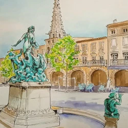 Limoux - Encres aquarelles