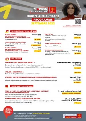 Affiche Programme de la Maison de l'Orientation de Montpellier en septembre