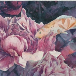 Poissons Fleurs - Aquarelle