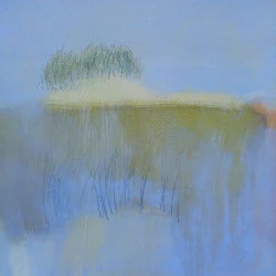 Paysage Lauragais V - Acrylique et pastel sec sur intissé 40x40 cm