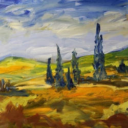 Paysage de l'Alaric 1 - huile sur toile, 89 x 146 cm, 2025 - Andrzej Tomasz MIELNICZEK 