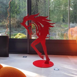 Red Horse - Sculpture acier thermolaqué H100cm - Geordie LHERIAU 