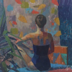 Camille La Nageuse I - Huile sur papier Fabriano 109 cm x 73 cm (2025) - Ben Brotherton 