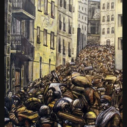 un nouvel exil - 160 x 120 cm. technique mixte sur panneau. 2013