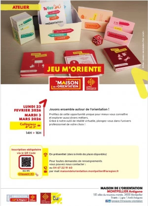 Affiche Atelier " Jeu m'Oriente " - Collégiens 4è et 3è