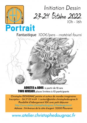 Affiche Stage Initiation Dessin Portrait Fantastique