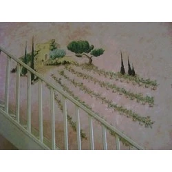 La bastide dans les vignes - Peinture décorative murale réalisée chez un particulier dans le Minervois