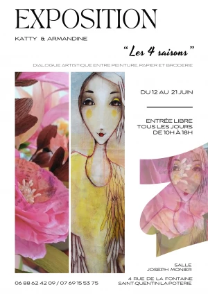 Affiche Les 4 saisons "Dialogue artistique entre peinture, papier et borderie"