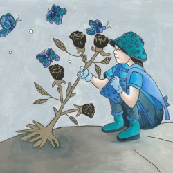 Le pays de la rose noire - Peinture A3 à la Gouache - Tania 