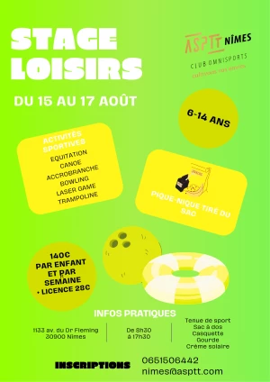 Affiche Stage loisirs juillet 2026