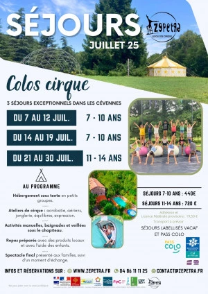 Affiche Colonies de vacances en juillet 25