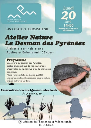 Affiche Atelier Découverte du Desman des Pyrénées