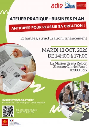 Affiche ATELIER PRATIQUE : BUSINESS PLAN