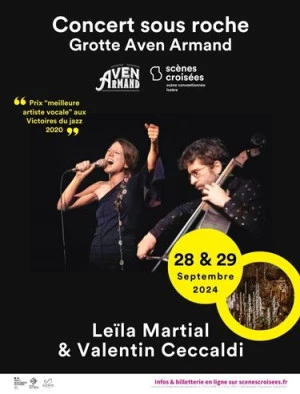 Affiche Concert sous roche à la Grotte Aven Armand Leïla Martial et Valentin Ceccaldi