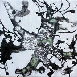 Le jardin du peintre XXXVII - Acrylique sur toile. 20 x 20 cm encadré. 2017 - odile cariteau 