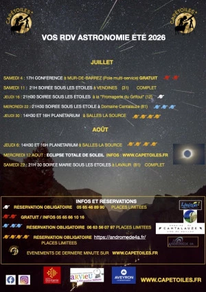 Affiche Astronomie : votre été 2026