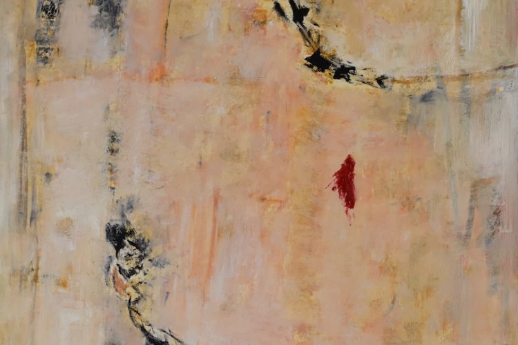 Étude Éléments en Suspension n° 6 - Huile et oil sticks sur papier, 120 cm x 80 cm - Photo Agnès Novak 