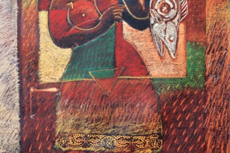 la Poissonière - Huile sur toile - 120 x 80 - 1995 - Philippe Sentou 