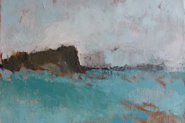 Falaise - huile sur toile, 30 x 30 cm