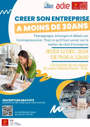 Affiche « Créer son entreprise à moins de 30 ans » 