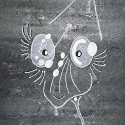 Rêve de clown - Acrylique et ficelle sur toile en lin 116/89